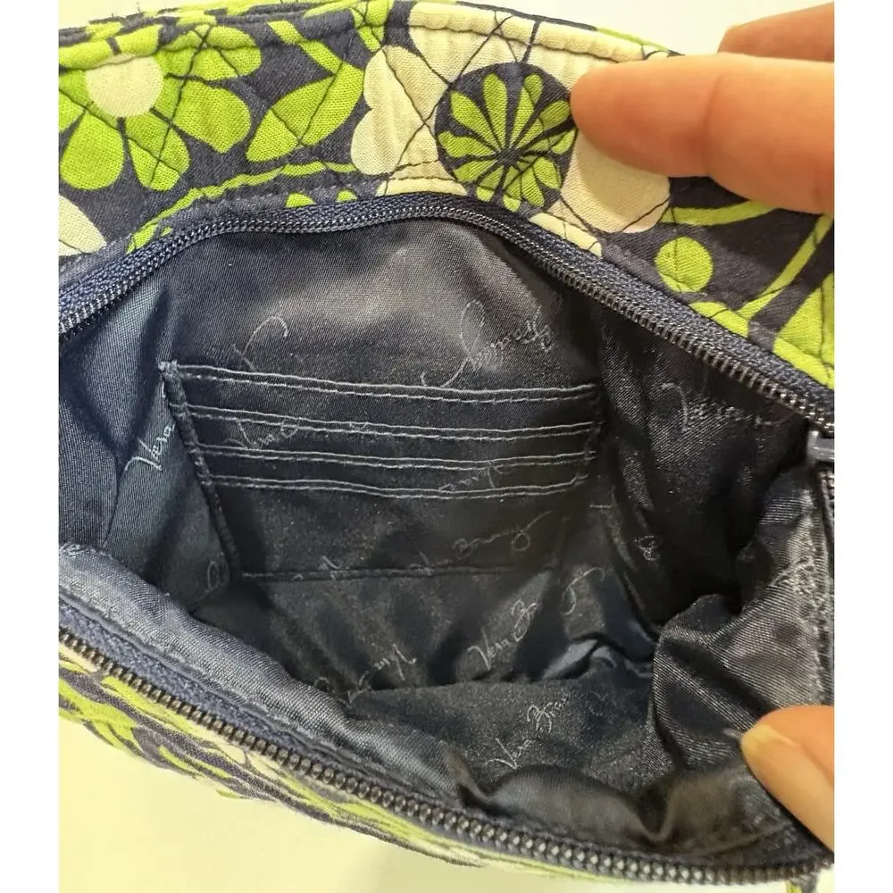 Lot of 2 Vera Bradley Floral Quilted Black Handbag & Green Shoulder Bag Pockets